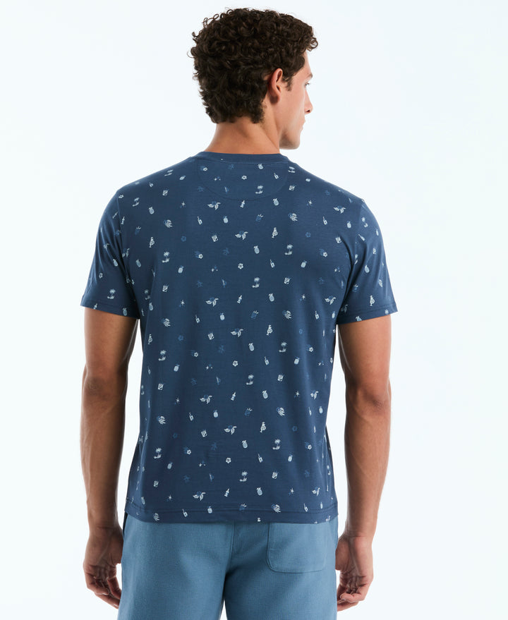Botanical Drinks Print Cotton Tee (Sargasso Sea) 