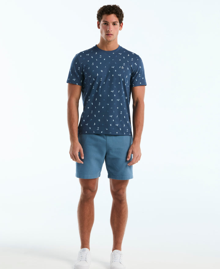Botanical Drinks Print Cotton Tee (Sargasso Sea) 