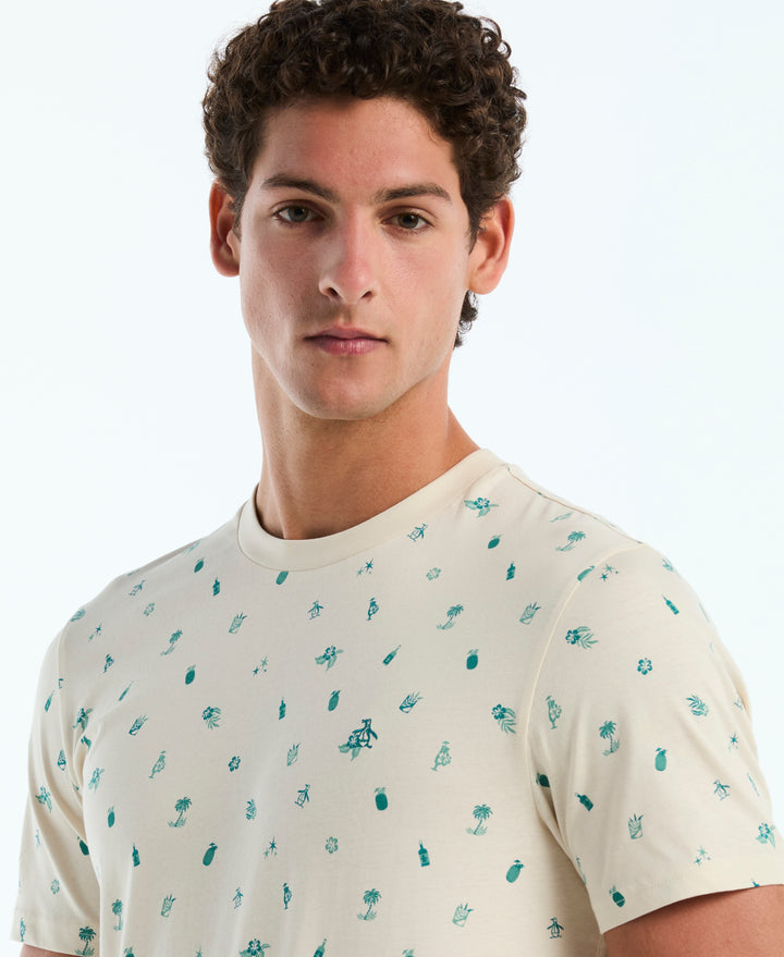 Botanical Drinks Print Cotton Tee (Birch) 