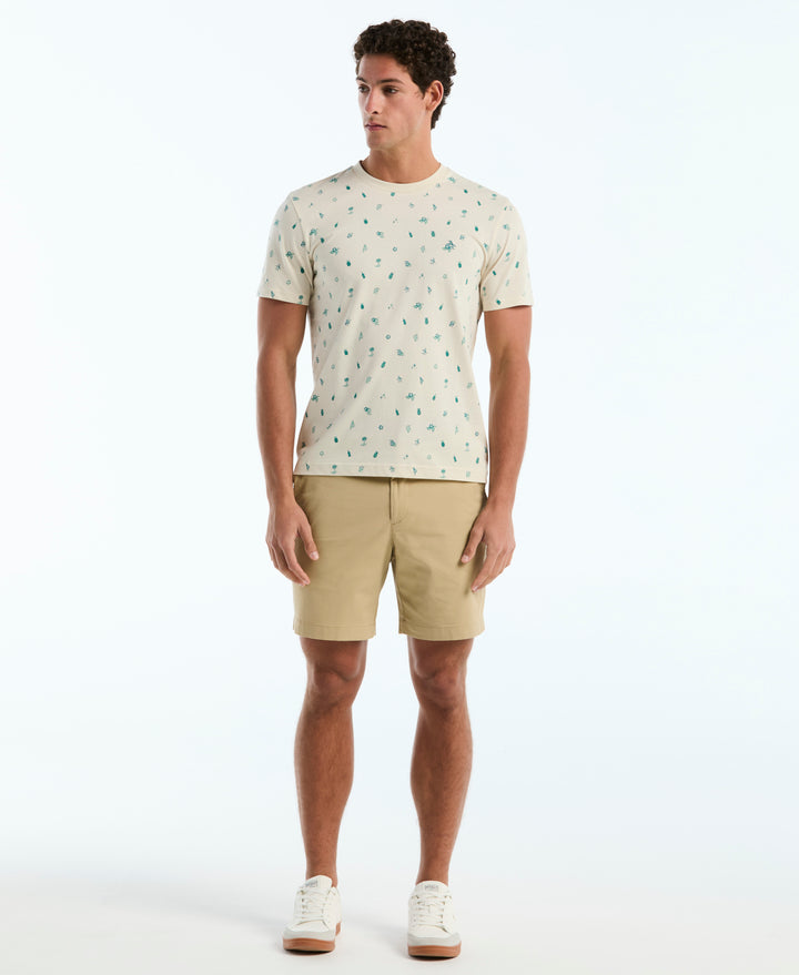 Botanical Drinks Print Cotton Tee (Birch) 