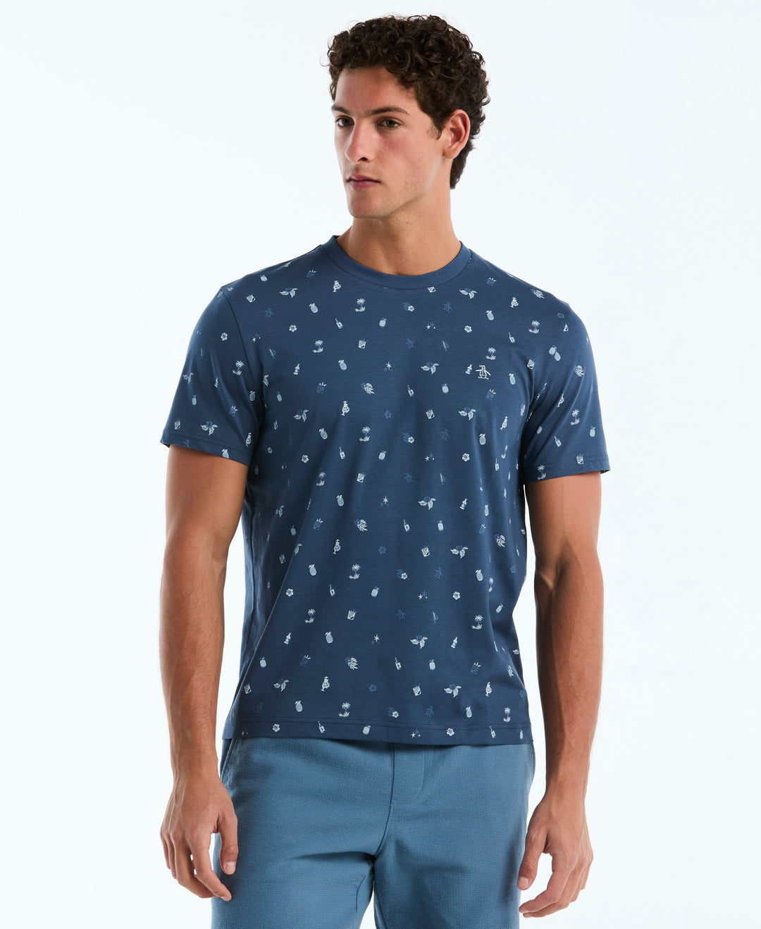 Botanical Drinks Print Cotton Tee (Sargasso Sea) 