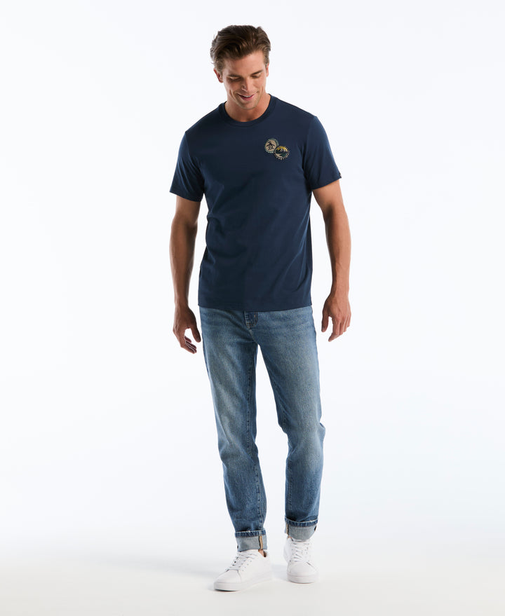Men's Cotton Bottle Cap Graphic Tee (Sargasso Sea) 
