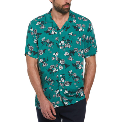 Bouquet Print Camp Collar Shirt (Antique Green) 