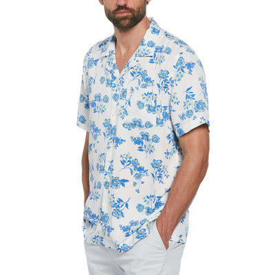 Bouquet Print Camp Collar Shirt (Bright White) 