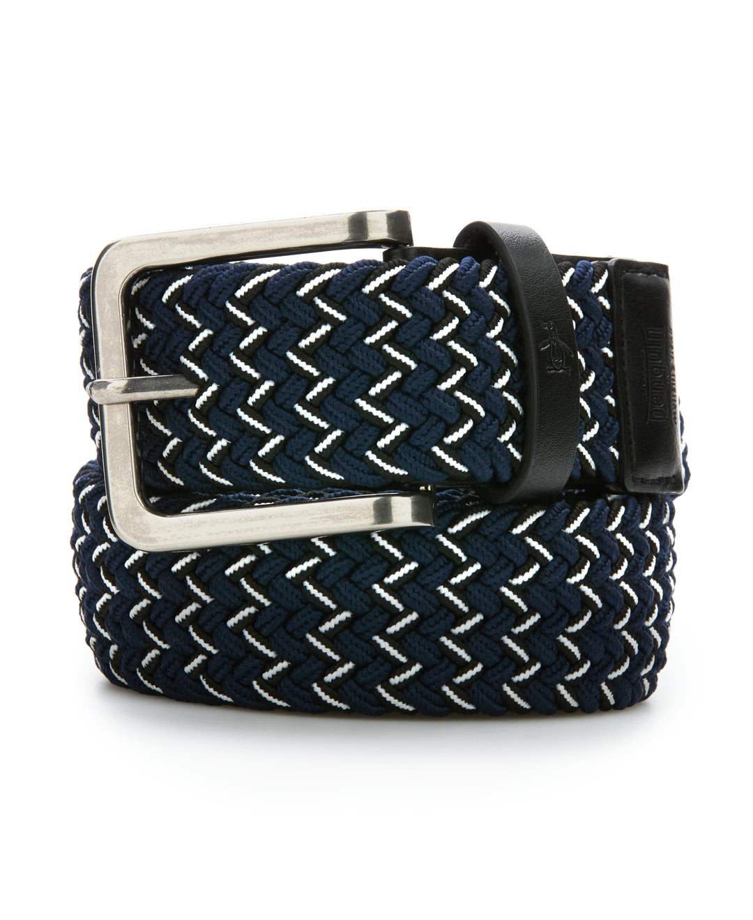 Stretch Braided Woven Stripe Belt (Black Iris) 