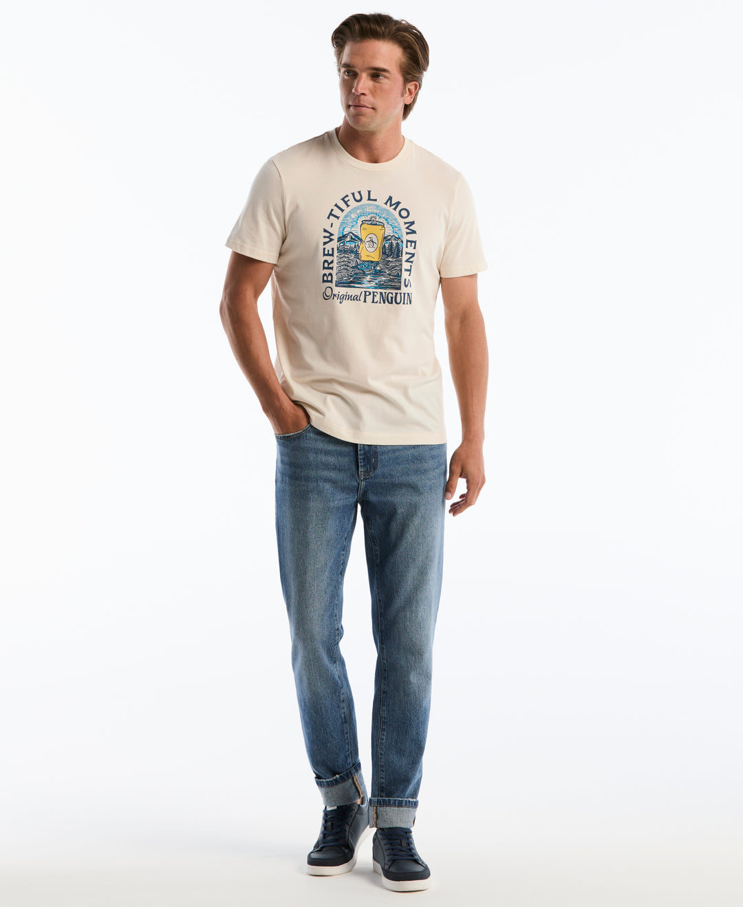 Men's Cotton 'Brewtiful Moments' Graphic Tee (Birch) 