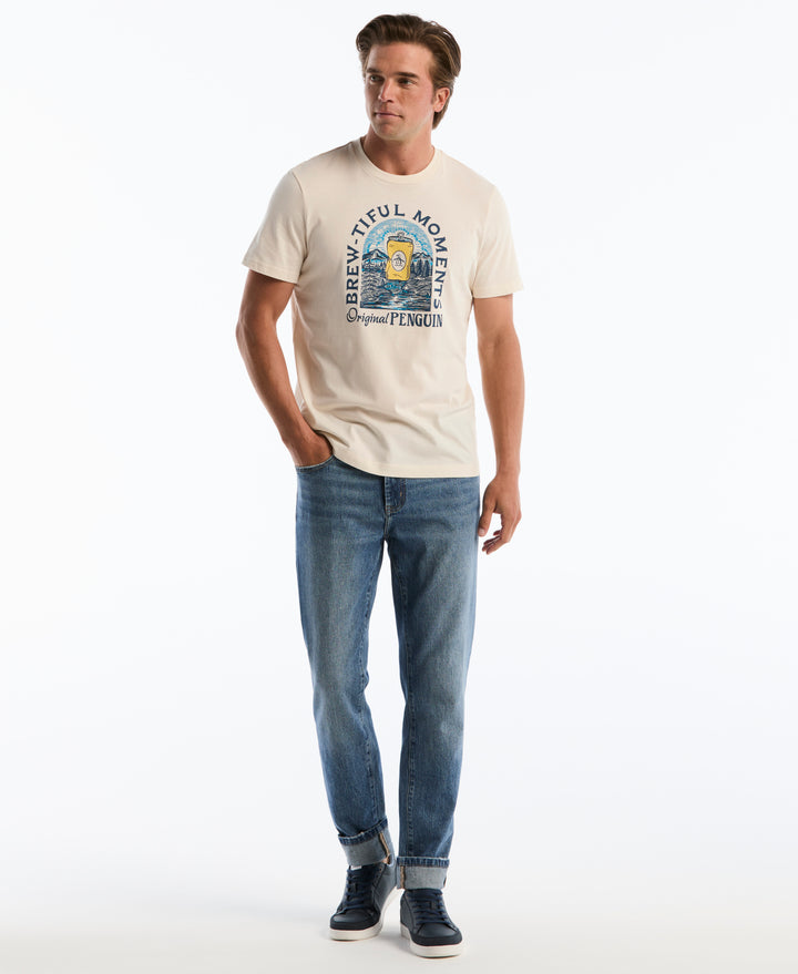 Men's Cotton 'Brewtiful Moments' Graphic Tee (Birch) 