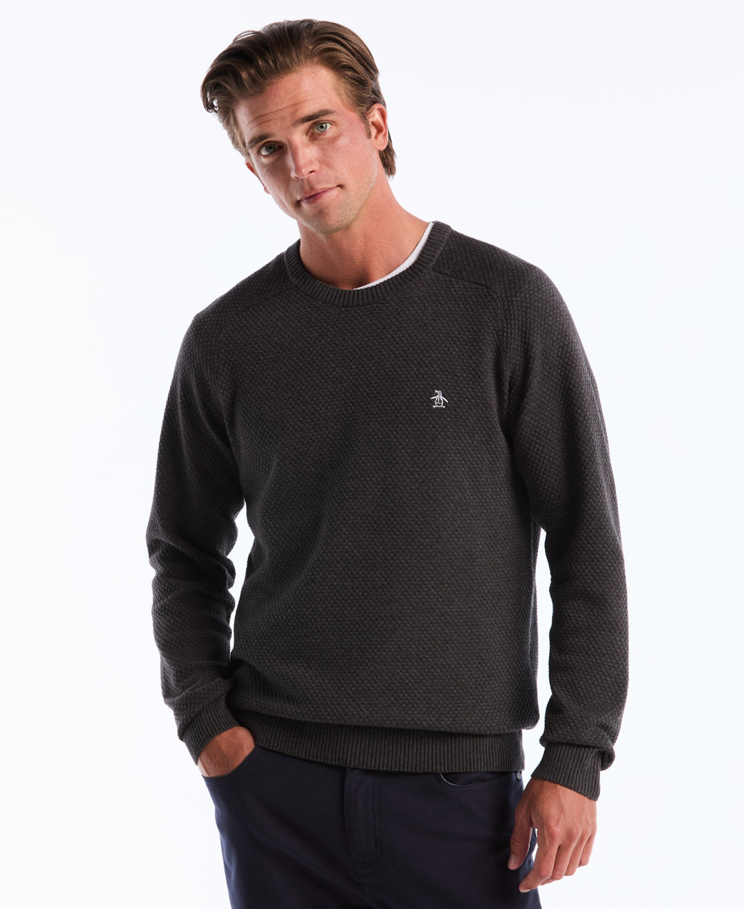Cotton Bubble Stitch Sweater (Dk Charcoal Heather) 