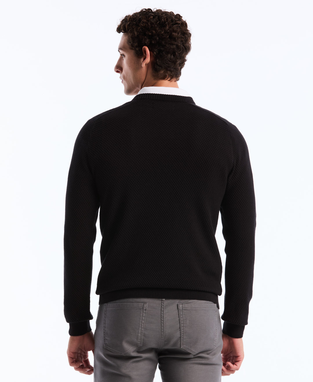 Cotton Bubble Stitch Sweater (True Black) 