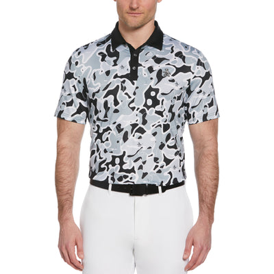 Bunker Print Short Sleeve Golf Polo Shirt (Caviar) 