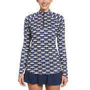 Tennis Butterfly Geo Printed Sun Protection (Bright White) 
