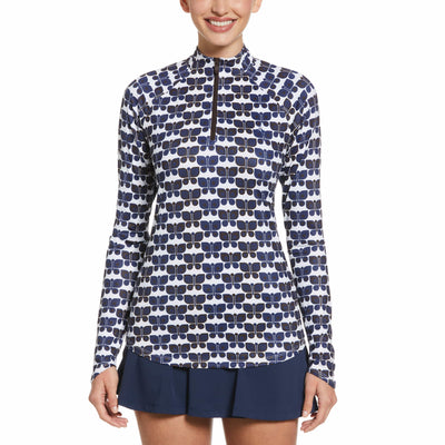 Tennis Butterfly Geo Printed Sun Protection (Bright White) 