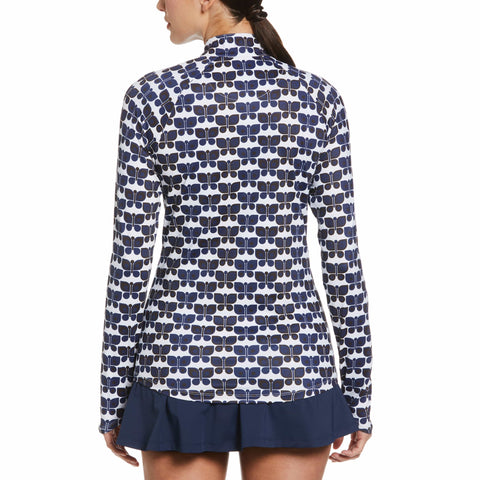 Tennis Butterfly Geo Printed Sun Protection (Bright White) 
