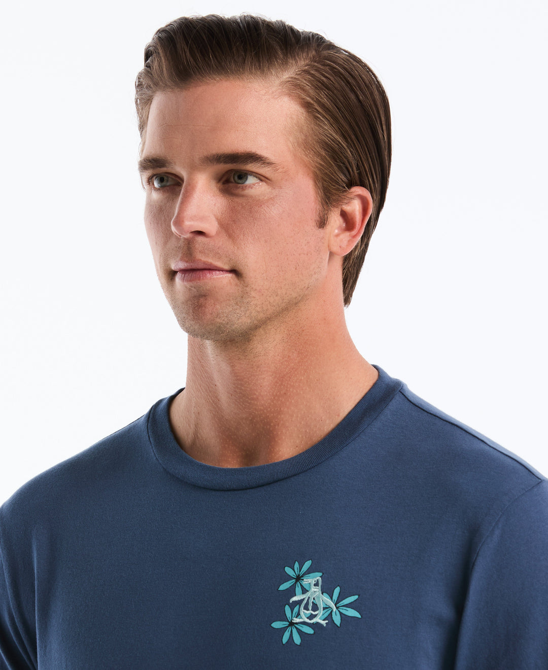 Men's Cotton Cali Flowers Graphic Tee (Sargasso Sea) 