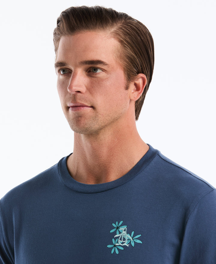 Men's Cotton Cali Flowers Graphic Tee (Sargasso Sea) 
