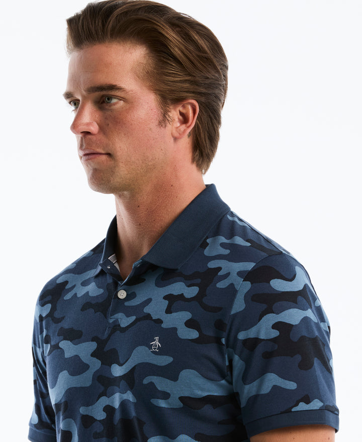 Cotton Camo Print Polo (Sargasso Sea) 