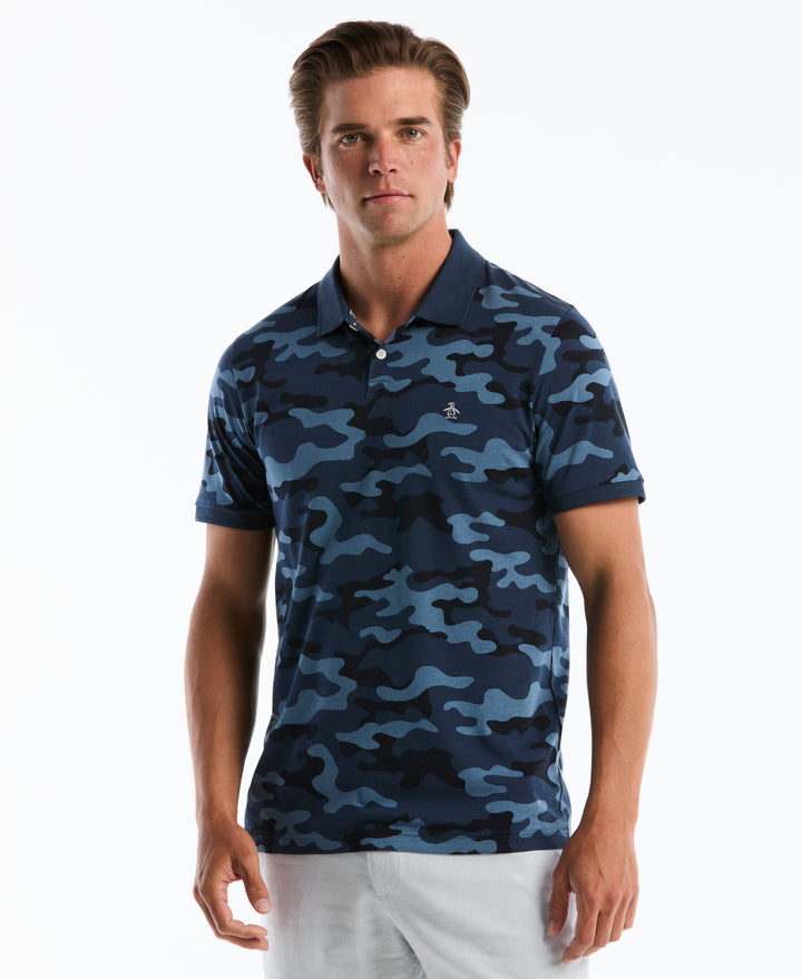 Cotton Camo Print Polo (Sargasso Sea) 