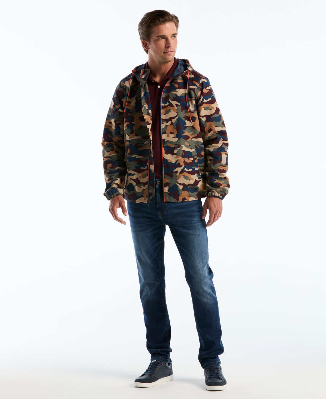 Camo Print Ripstop Windbreaker Jacket (Sargasso Sea) 