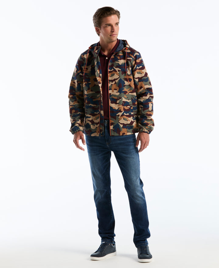 Camo Print Ripstop Windbreaker Jacket (Sargasso Sea) 