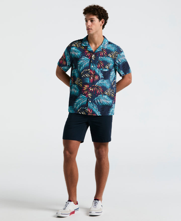 Camp All-Over Print Palm Leaf Shirt (Sargasso Sea) 