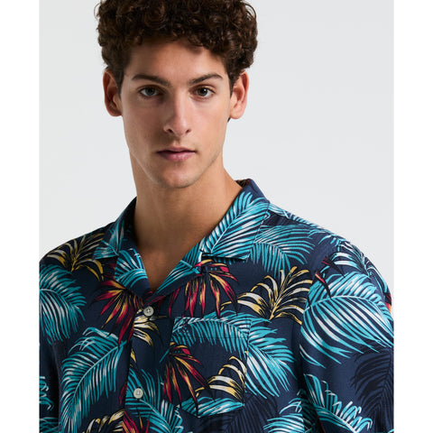 Camp All-Over Print Palm Leaf Shirt (Sargasso Sea) 