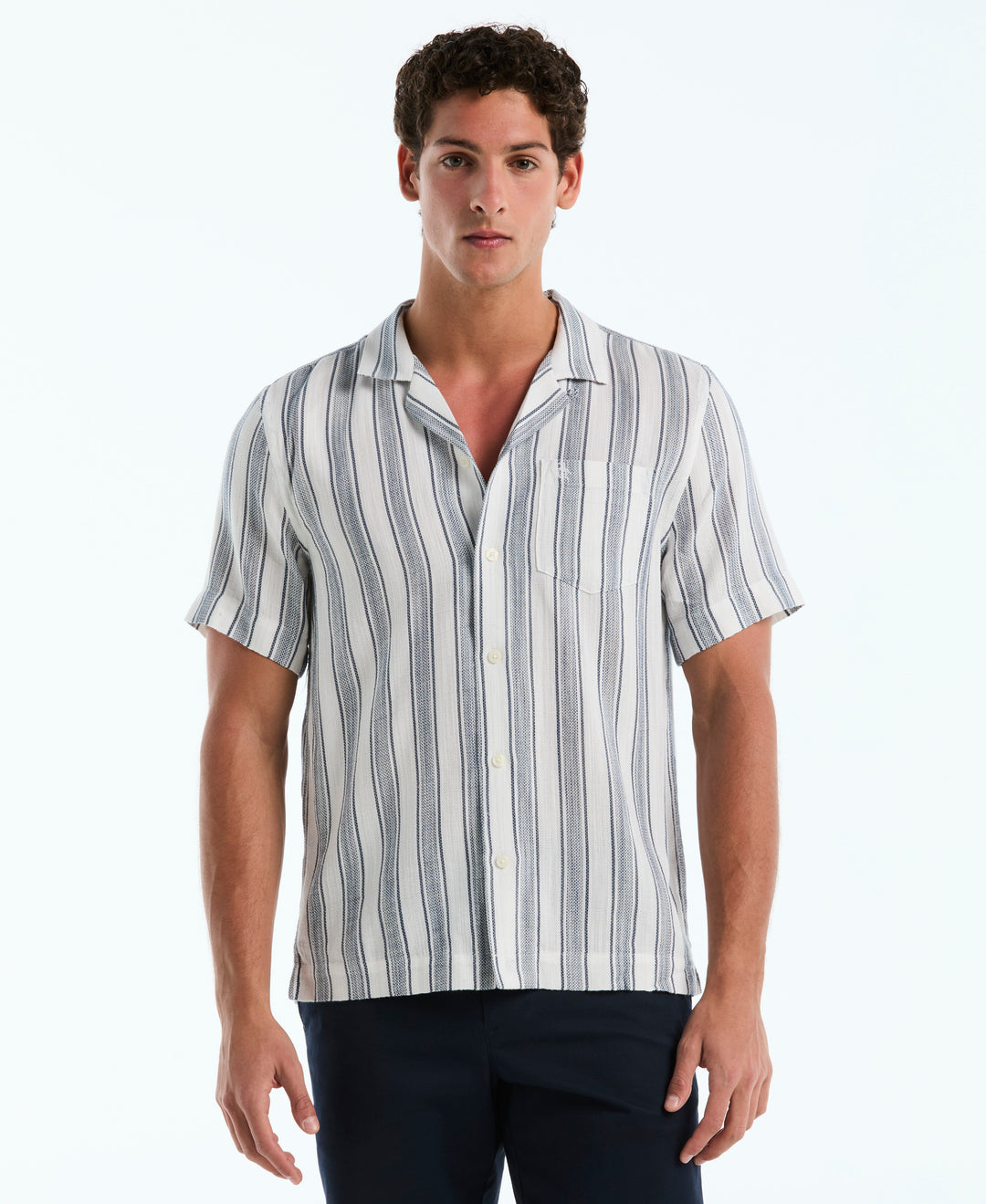 Camp Weave Vert Striped Shirt (Bright White) 