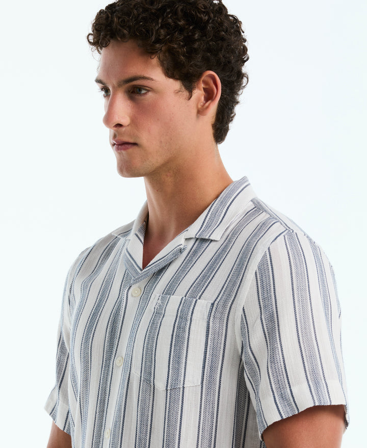 Camp Weave Vert Striped Shirt (Bright White) 
