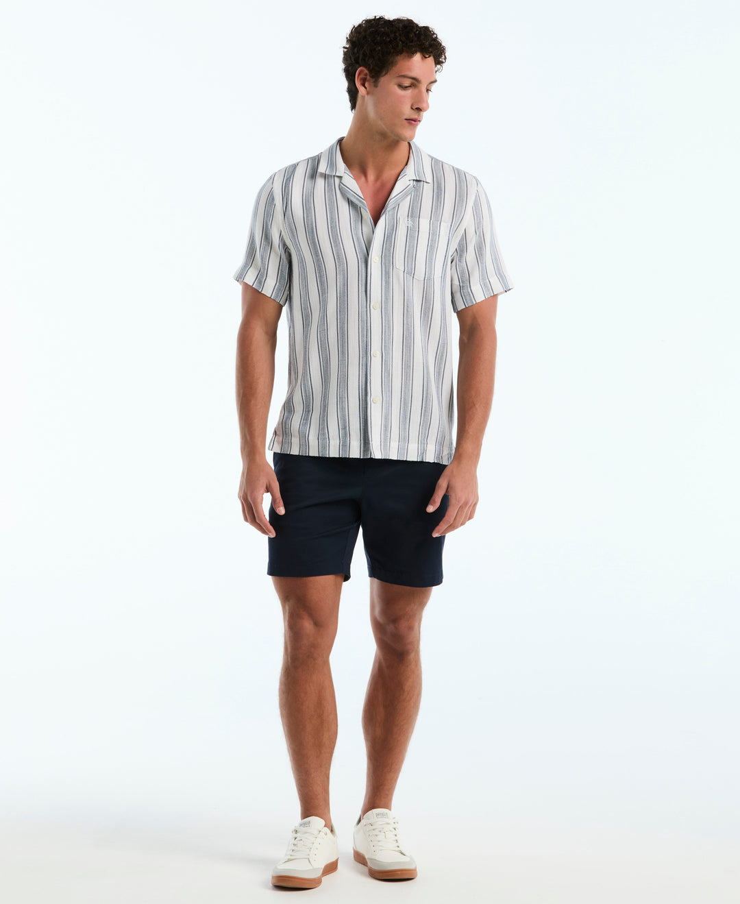 Camp Weave Vert Striped Shirt (Bright White) 