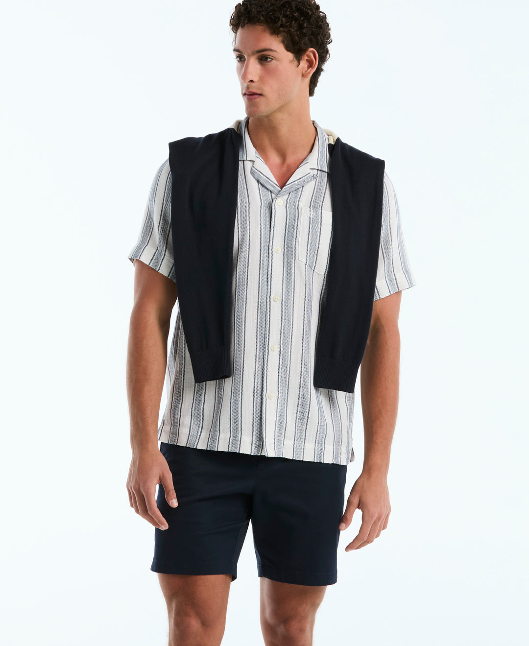 Camp Weave Vert Striped Shirt (Bright White) 