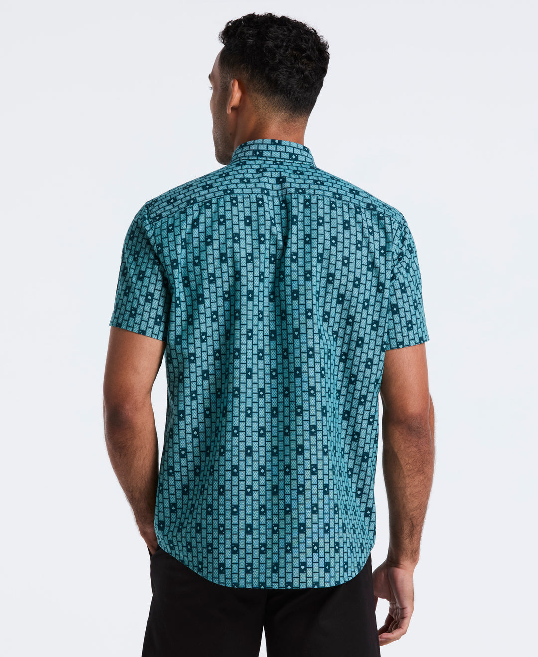 Cards Print Chambray Shirt (Reflecting Pond) 