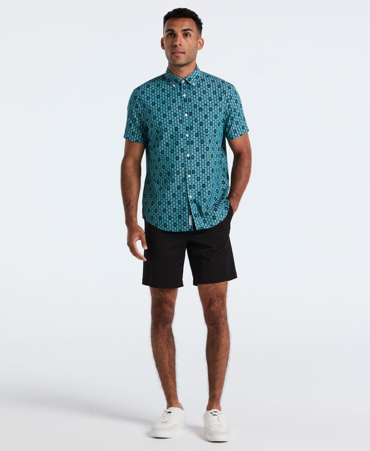 Cards Print Chambray Shirt (Reflecting Pond) 