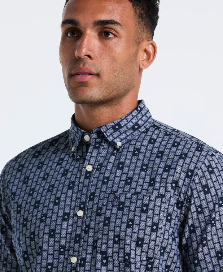 Cards Print Chambray Shirt (Sargasso Sea) 