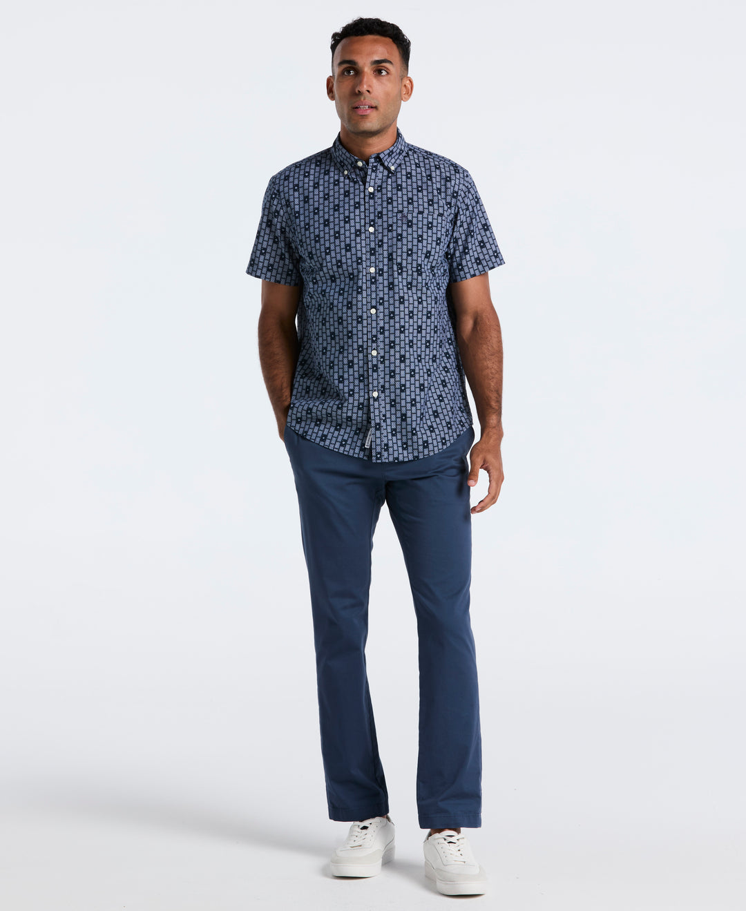 Cards Print Chambray Shirt (Sargasso Sea) 