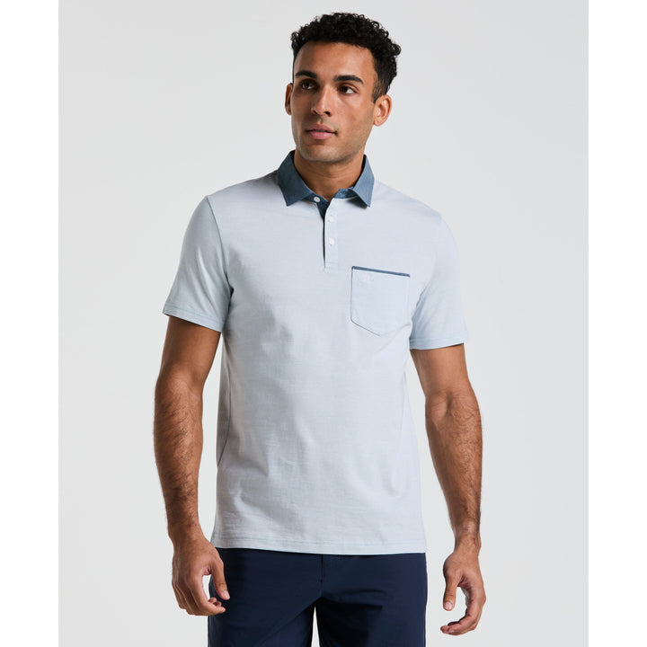 Chambray Collar Polo (Bright White) 