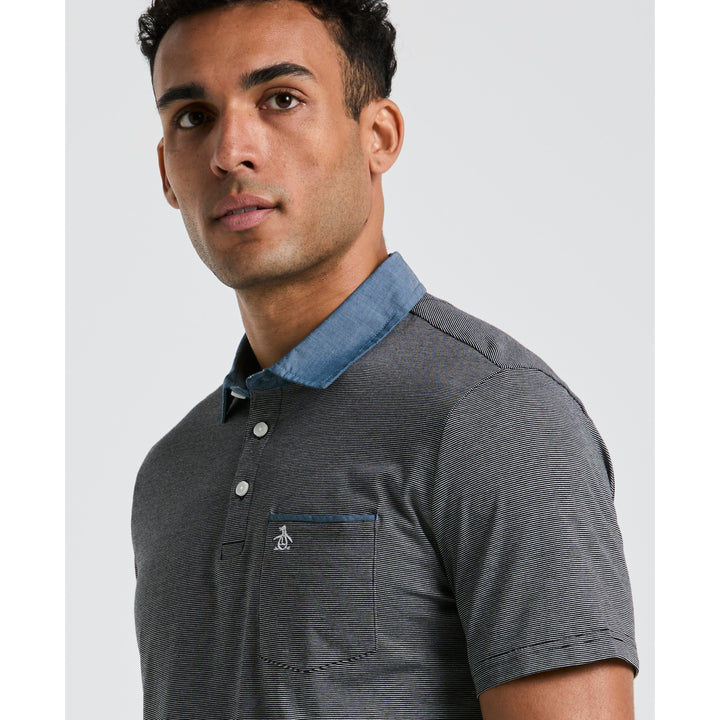 Chambray Collar Polo (True Black) 