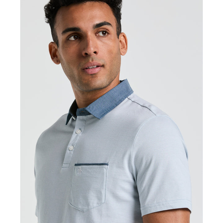 Chambray Collar Polo (Bright White) 