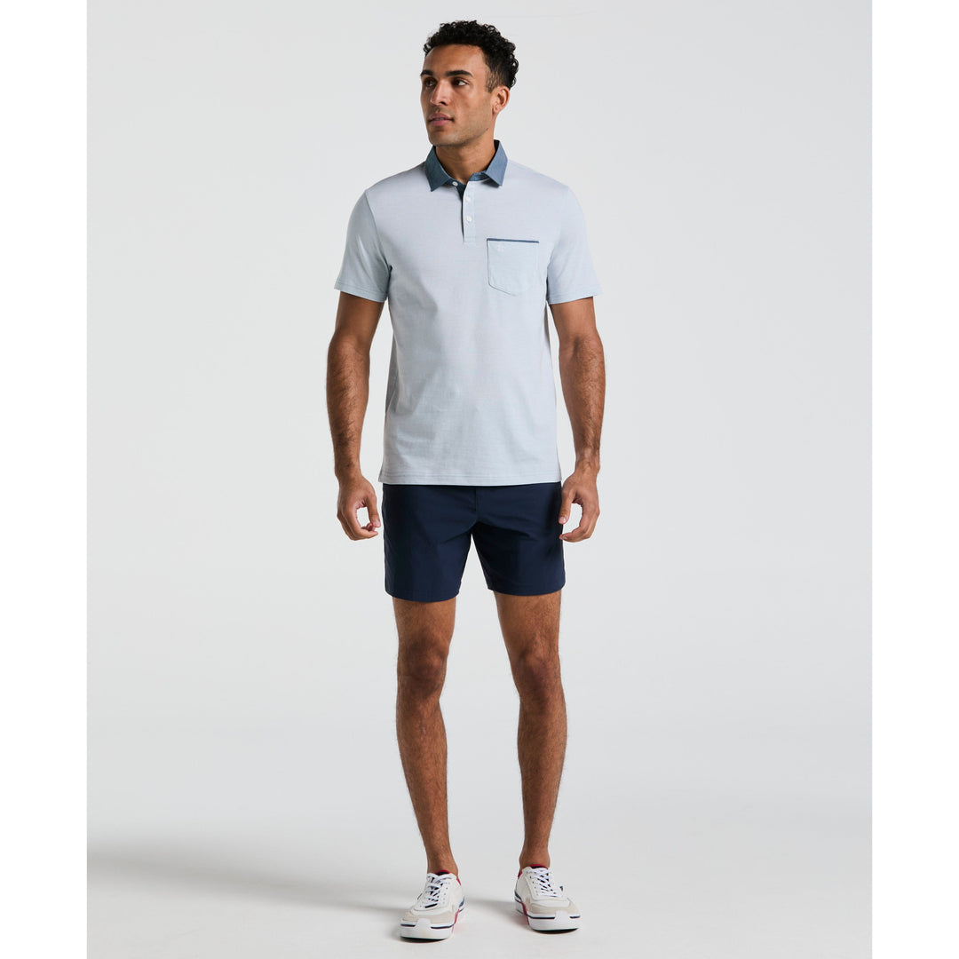 Chambray Collar Polo (Bright White) 