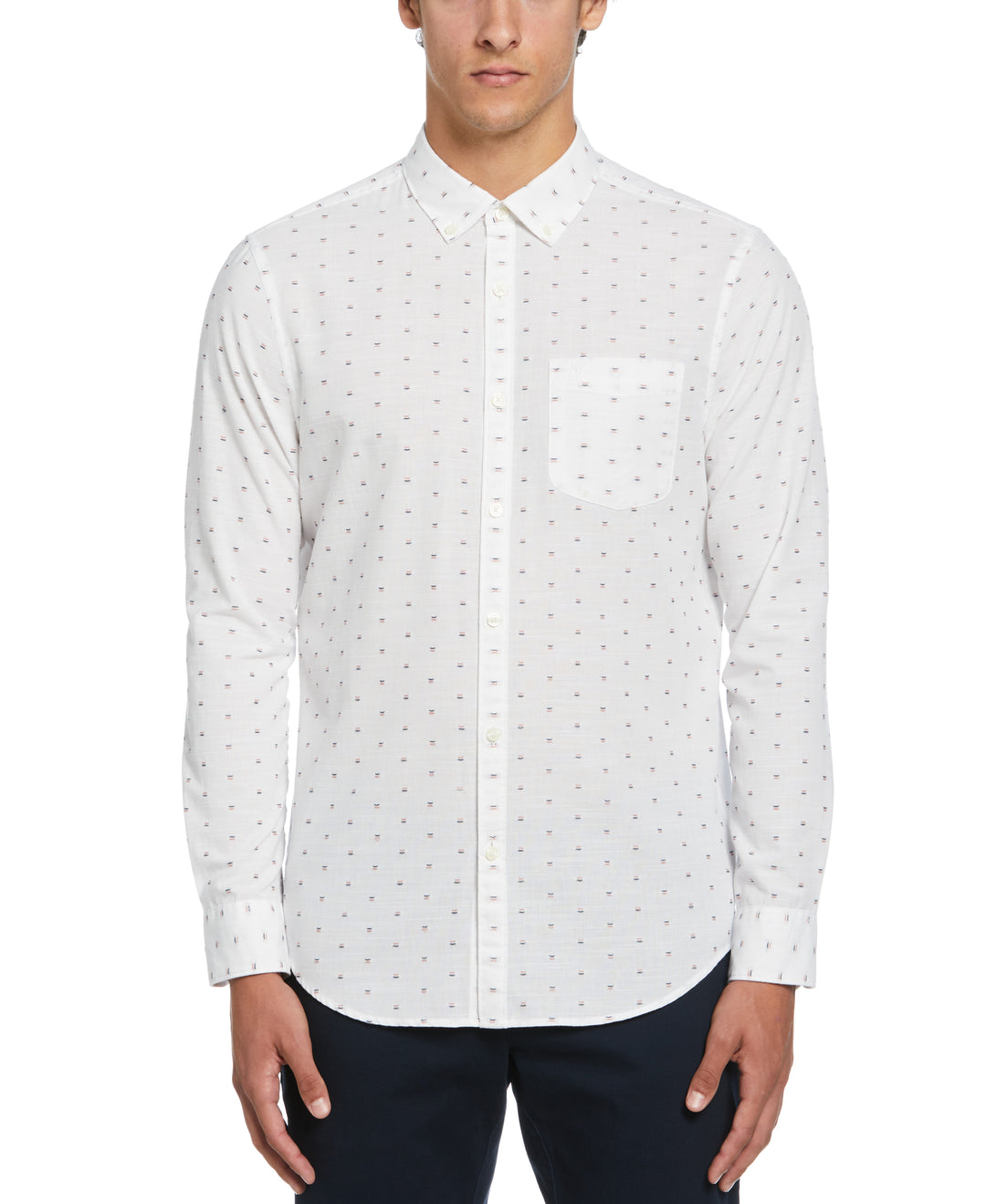 Long Sleeve Chambray Dobby Shirt  (Bright White) 