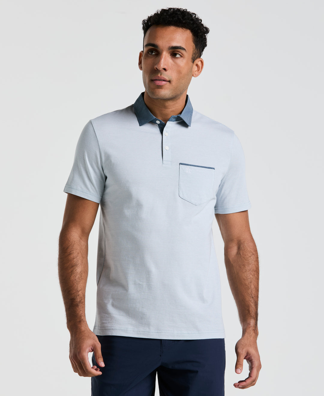 Chambray Collar Polo (Bright White) 