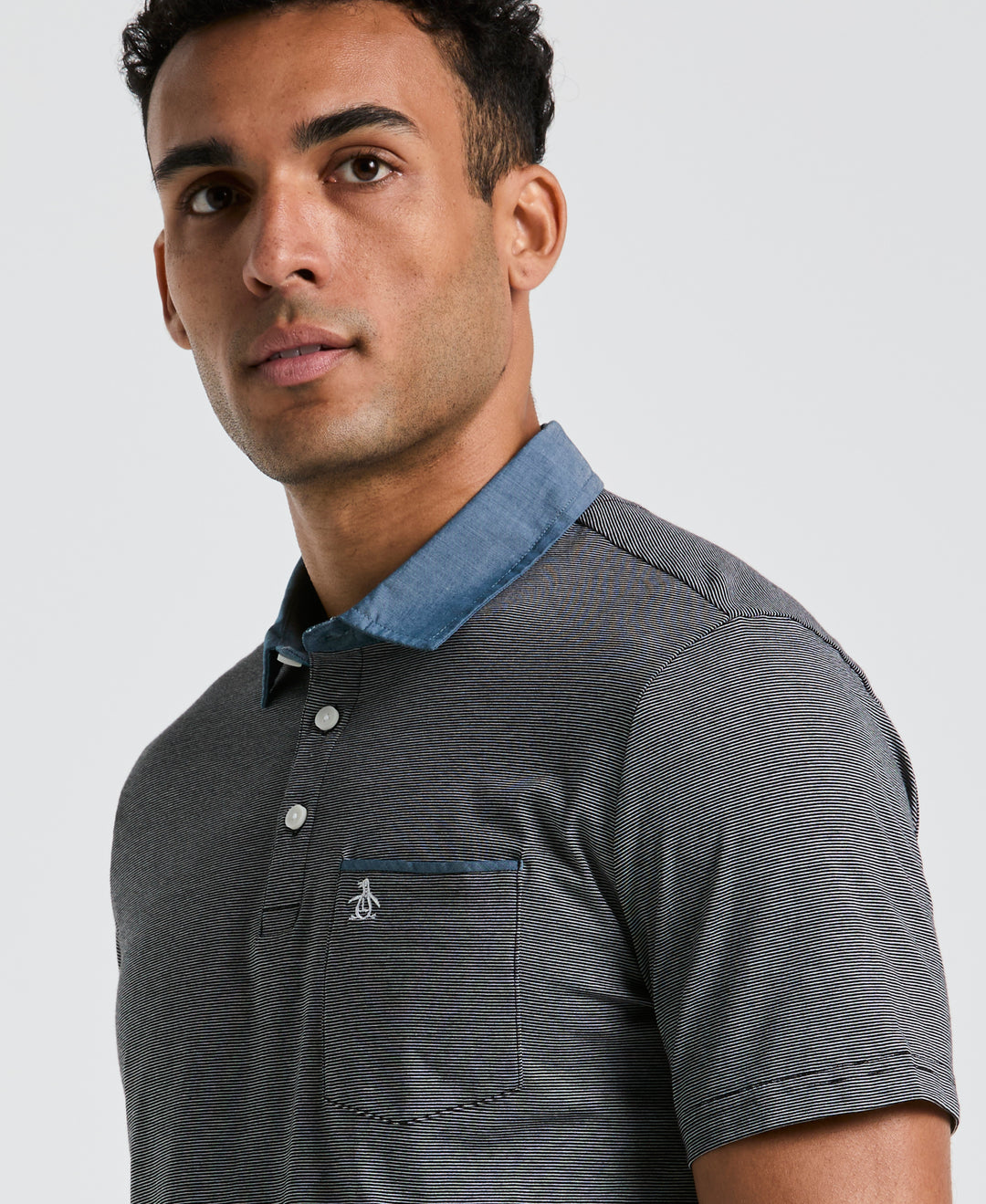 Chambray Collar Polo (True Black) 
