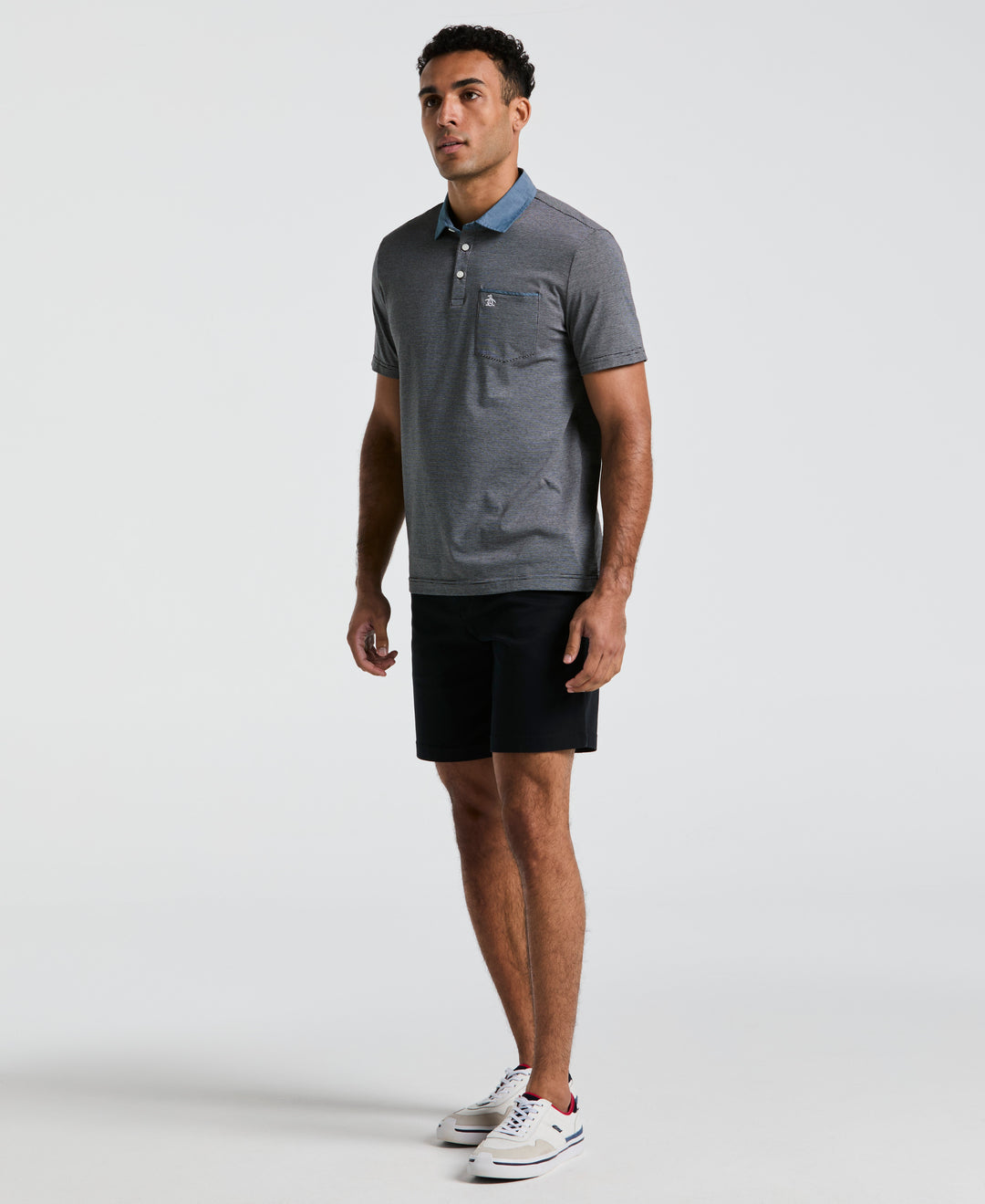 Chambray Collar Polo (True Black) 