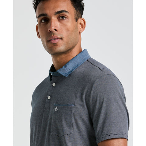 Chambray Collar Polo (Dark Sapphire) 