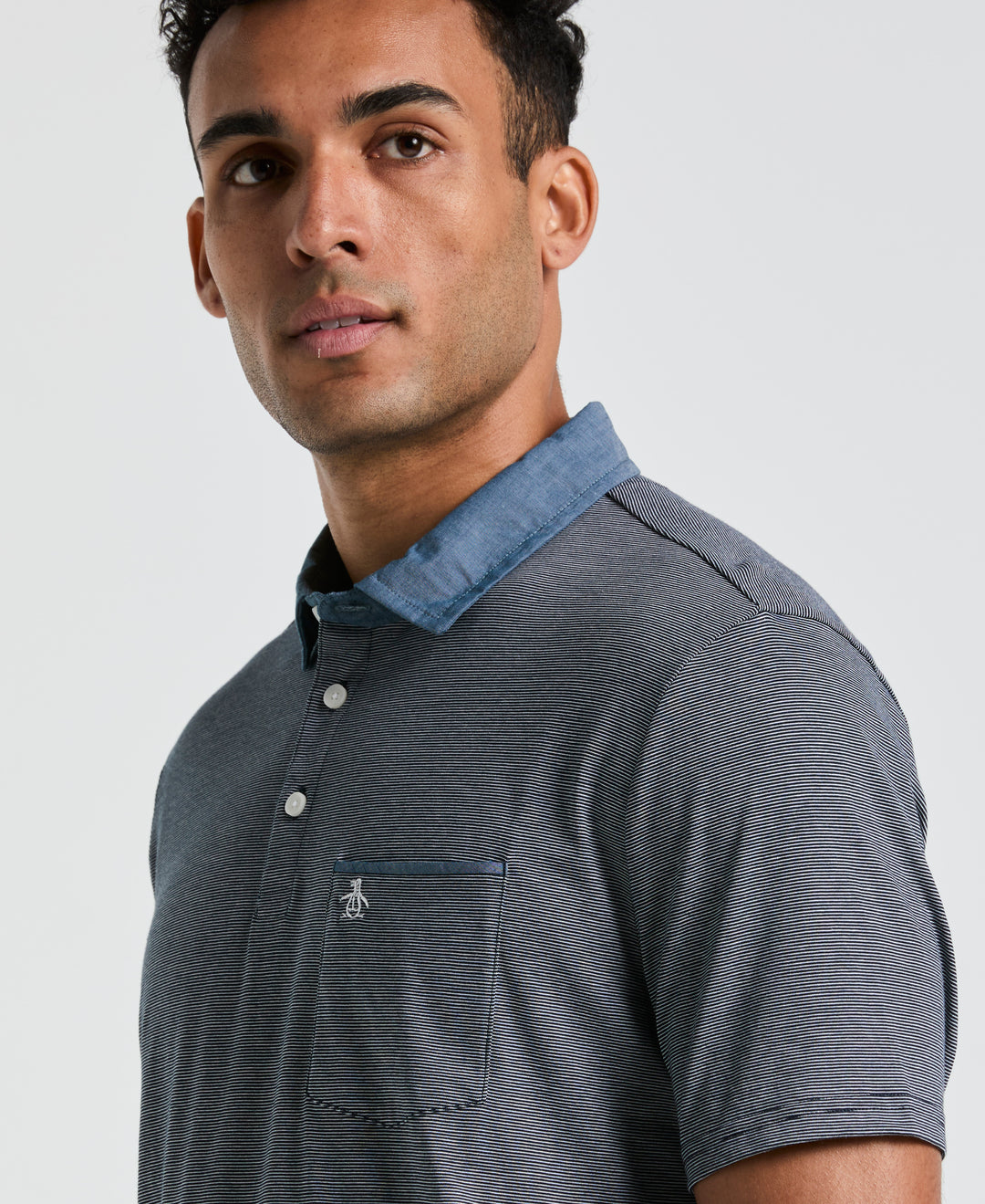 Chambray Collar Polo (Dark Sapphire) 