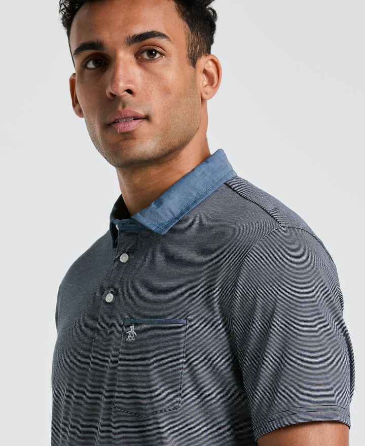 Chambray Collar Polo (Dark Sapphire) 