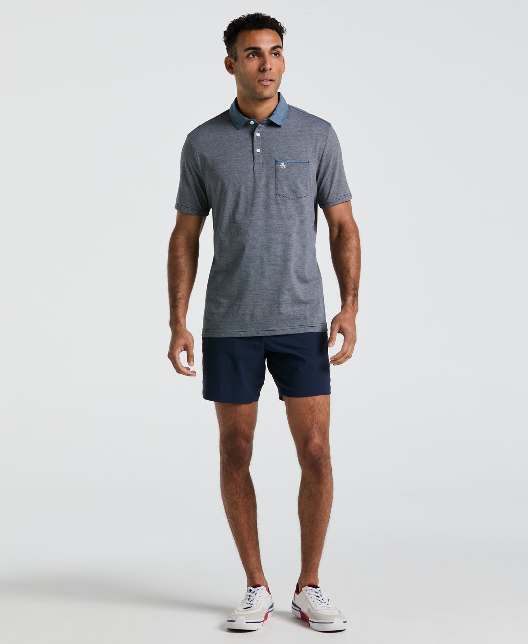 Chambray Collar Polo (Dark Sapphire) 