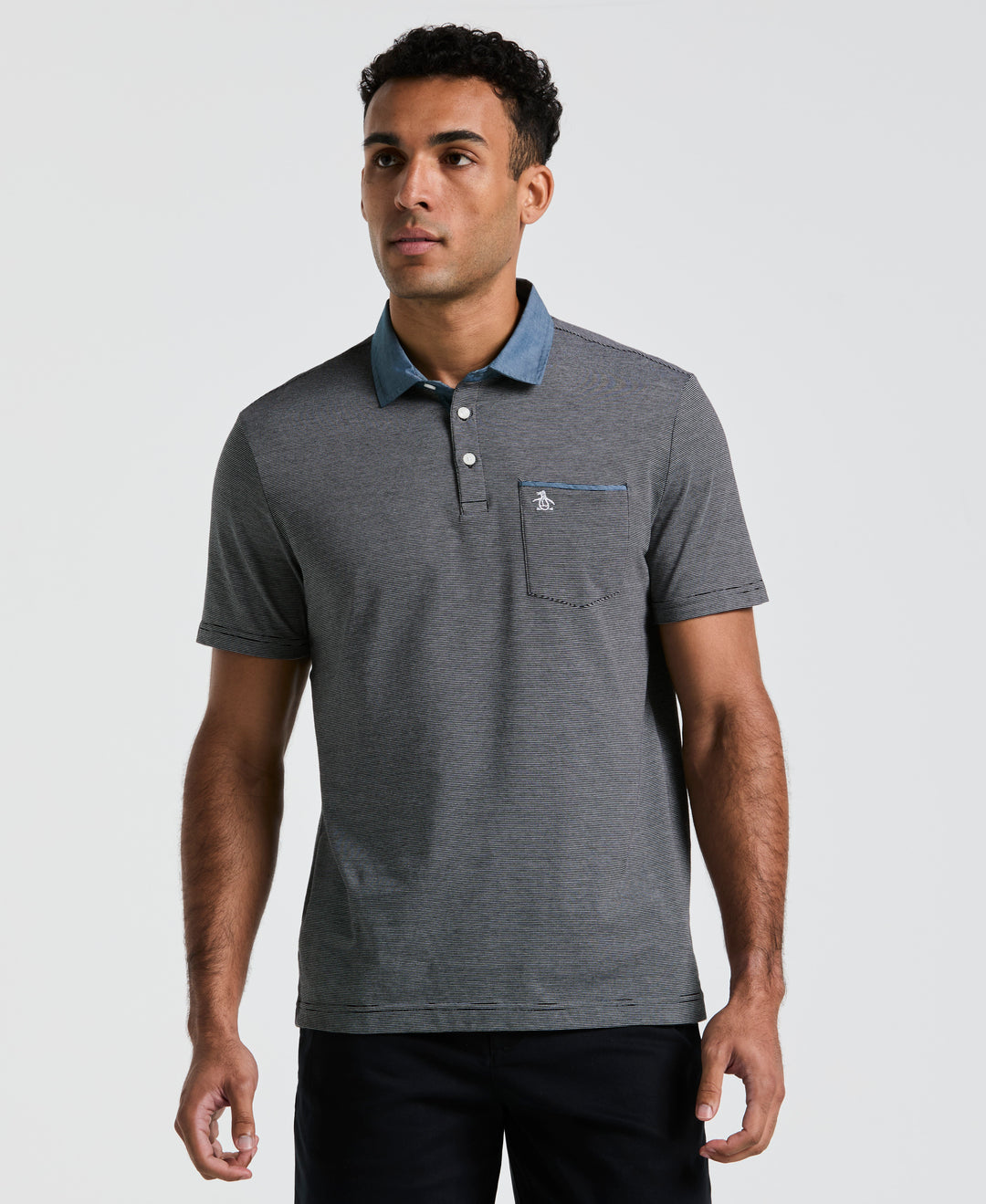Chambray Collar Polo (True Black) 