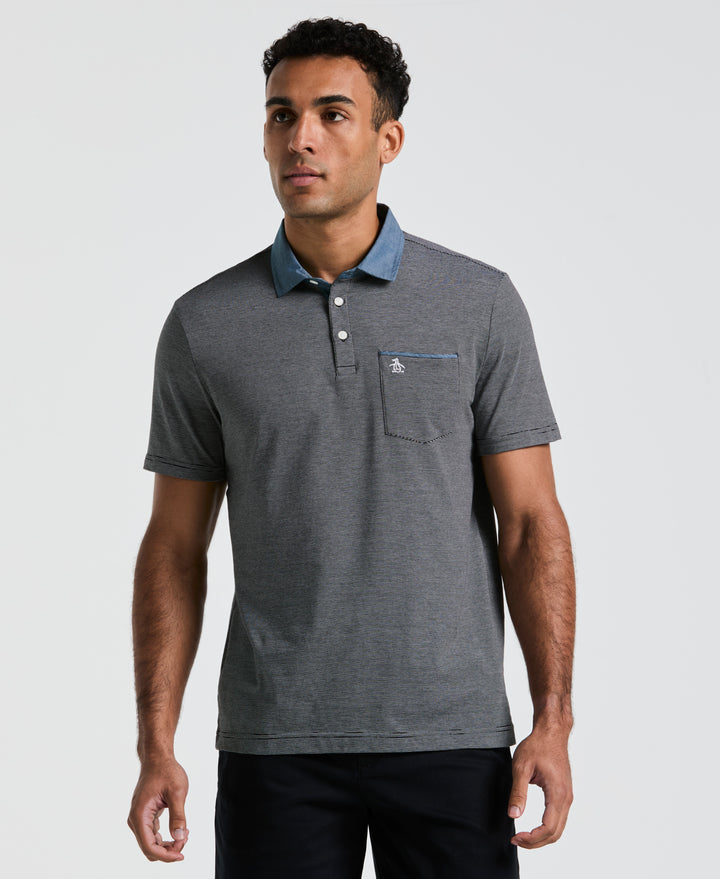 Chambray Collar Polo (True Black) 