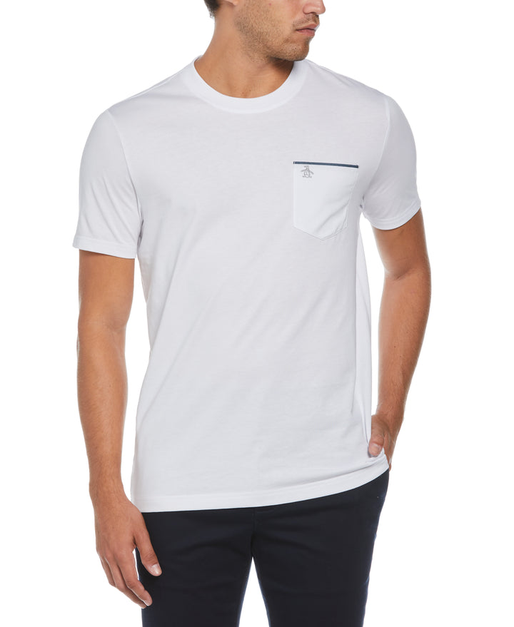 Chambray Tipped Core Tee (Bright White) 