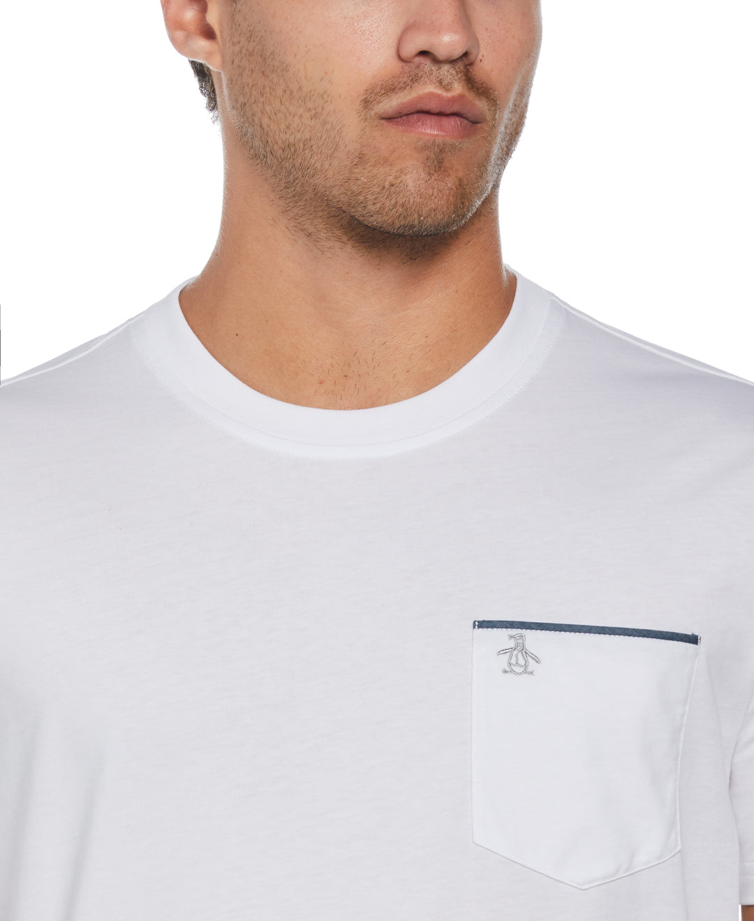 Chambray Tipped Core Tee (Bright White) 
