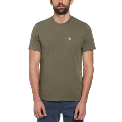 Chambray Tipped Fashion Tee (Dusty Olive) 